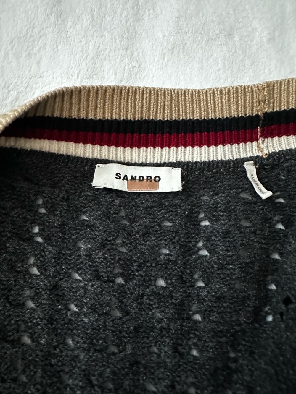 Sandro Monogram  varsity stripe Cardigan Medium - Picture 10 of 14